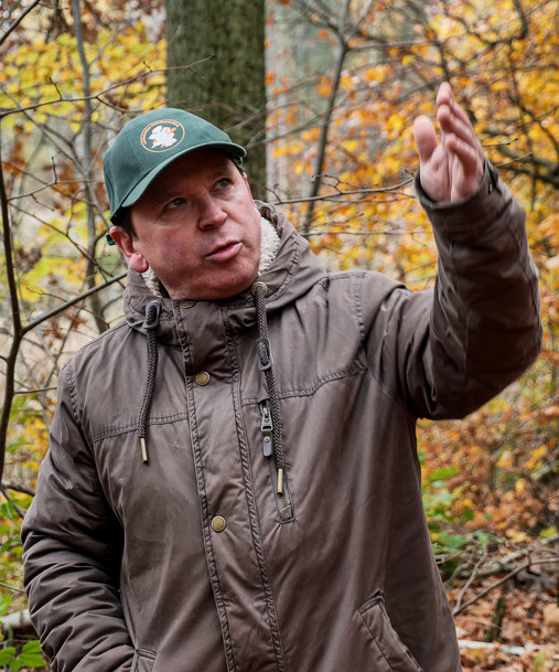 Foto zum Thema Forstwirtschaft und Klimawandel: Zu sehen ist Falk Stähr, der das Sachgebiet Waldbau im Landeskompetenzzentrum Forst Eberswalde leitet.