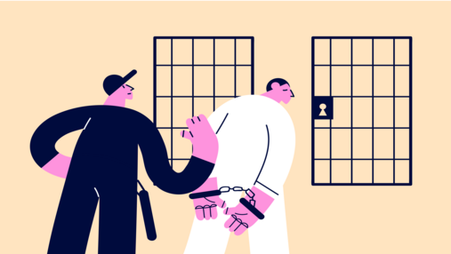 Foto zum Thema "Warum gibt es Beamte": Zu sehen ist ein Justizvollzugsbeamter, der einen Straftäter in seinen Haftraum sperrt.